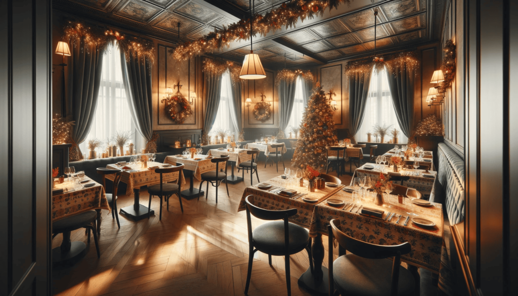 ristorante con decorazioni natalizie